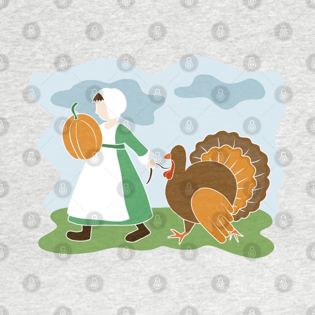 Thanksgiving Pilgrim and Turkey by valentinahramov